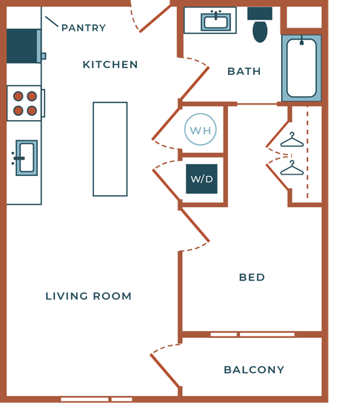 Legacy at Fitz Aurora CO A02B One Bedroom 671 SF